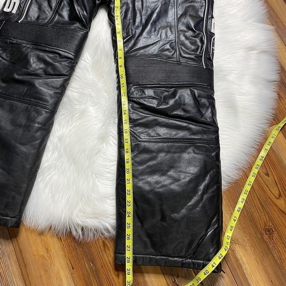 Polaris Pure Black Leather Insulated Snowmobile Pants - Picture 4 of 11